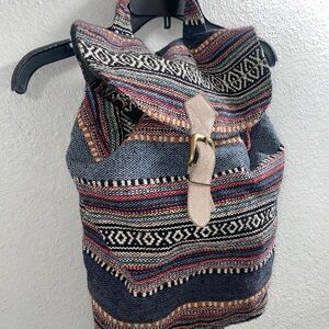 Cost Plus World Market Black and Gray Backpack with Tribal Patterns